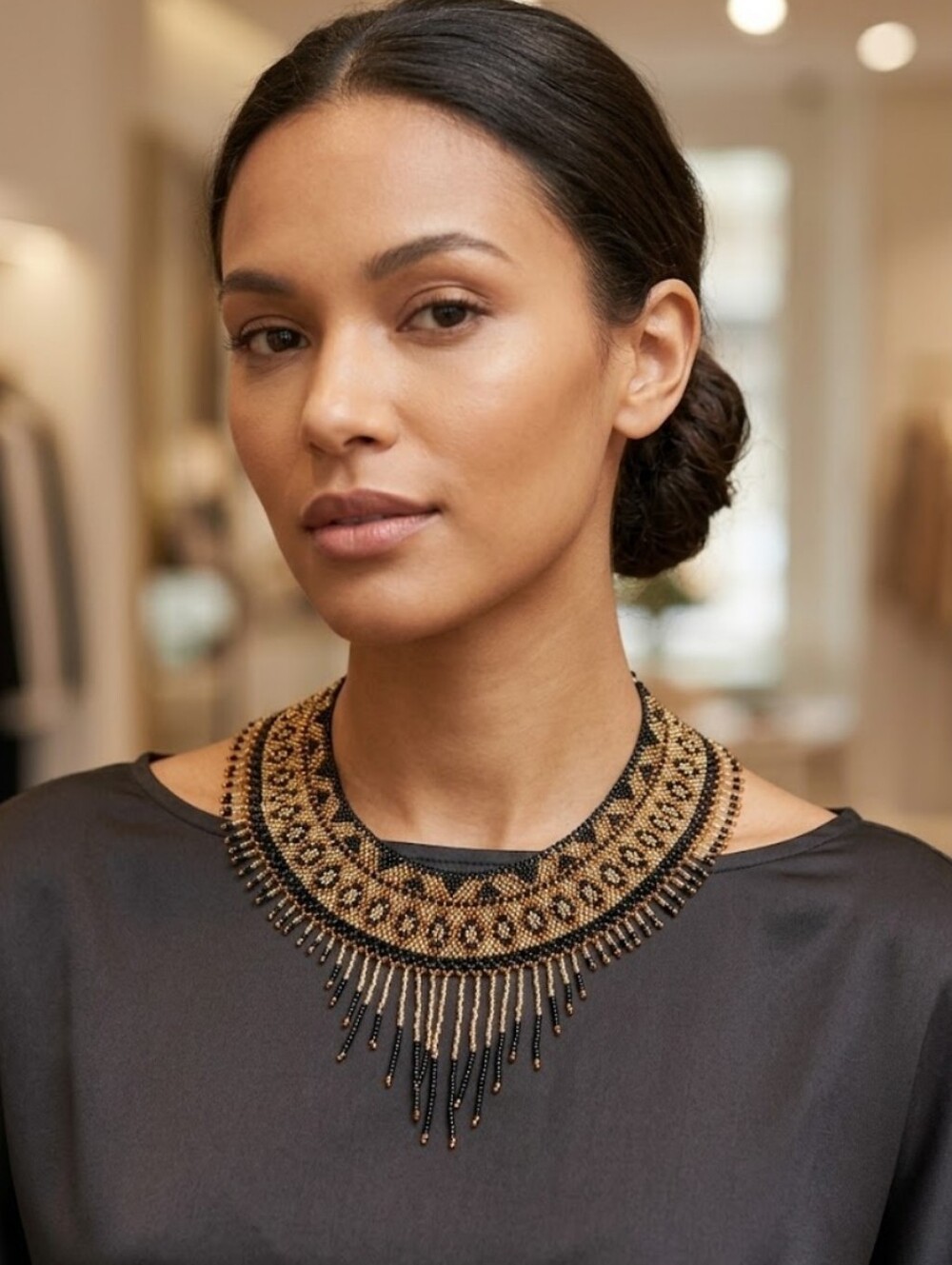 Handbeaded Bib Necklace